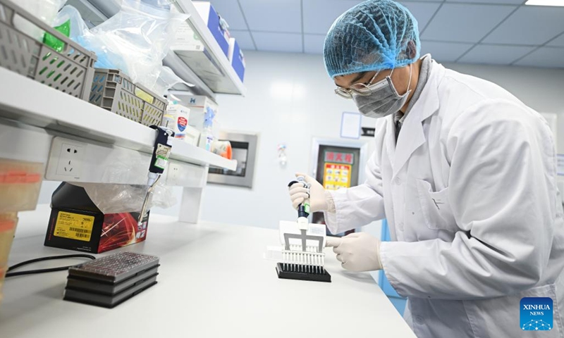 A staff member works at a biomedicine company at the Suzhou Industrial Park in Suzhou, east China's Jiangsu Province, Nov. 12, 2024. Suzhou Industrial Park has focused on the development of emerging industries such as biomedicine and big health, nanotechnology applications and new materials in recent years. (Photo: Xinhua)