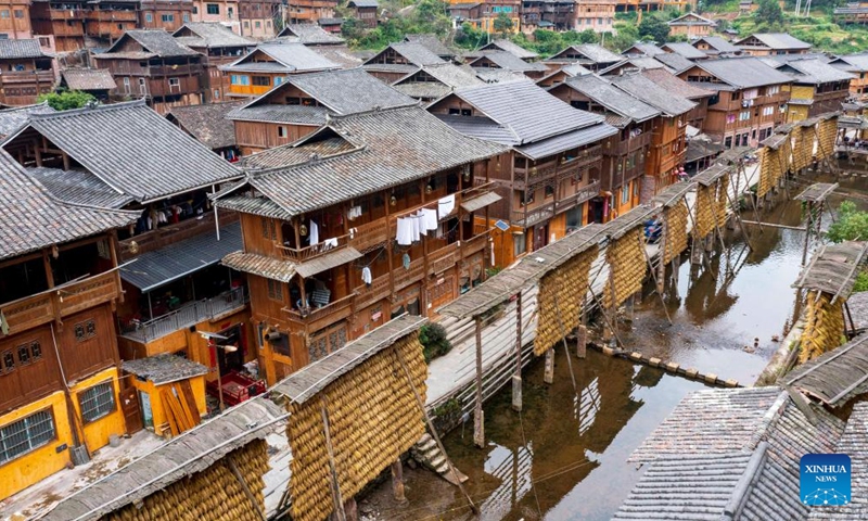 An aerial photo taken on Oct. 21, 2024 shows a view of Zhanli Village, Congjiang County, southwest China's Guizhou Province. (Photo: Xinhua)