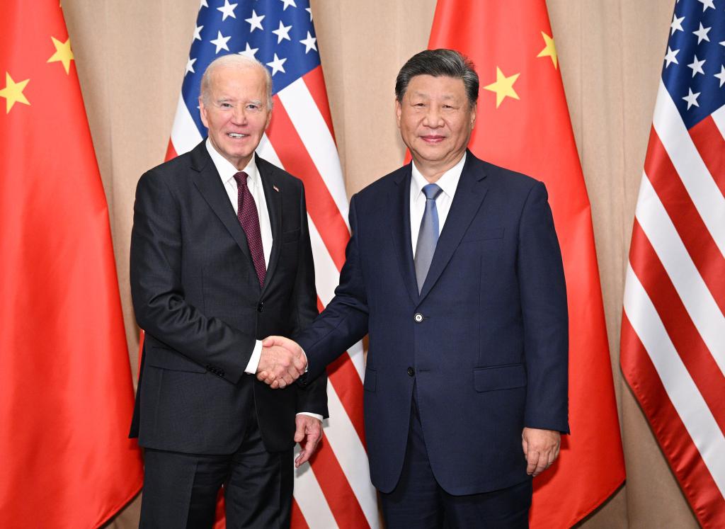 Chinese President Xi Jinping meets with U.S. President Joe Biden in Lima, Peru, Nov. 16, 2024. (Xinhua/Li Xueren)