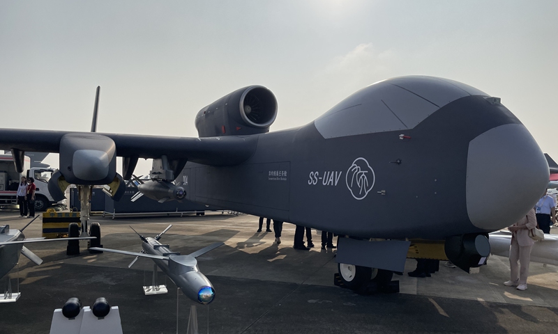 A Jetank heavy unmanned aerial vehicle is on display at Airshow China 2024 in Zhuhai, Guangdong Province, from November 12 to 17. It can carry missiles, bombs and smaller drones. Photo: Liu Xuanzun/GT