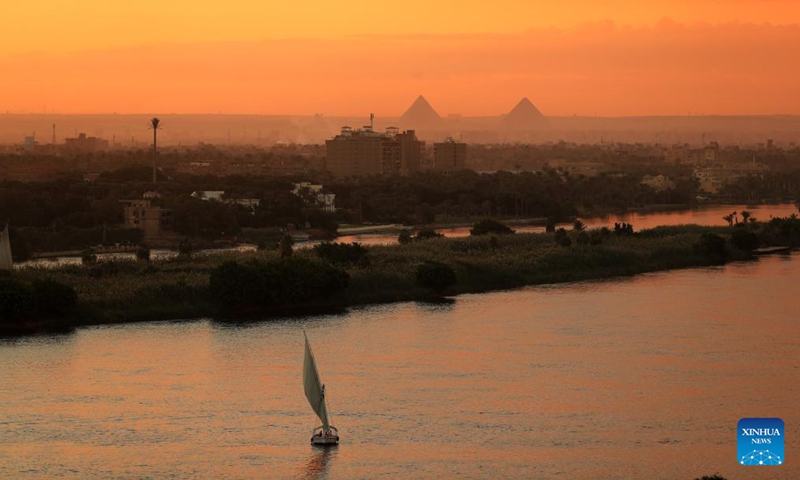 This photo taken on Nov. 18, 2024 shows a view of the Nile River at sunset in Cairo, Egypt. (Photo: Xinhua)