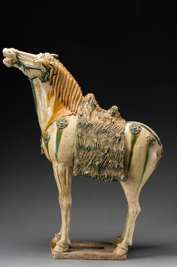 A piece of tri-colored horse statue Photo: Courtesy of the Shaanxi Academy of Archaeology