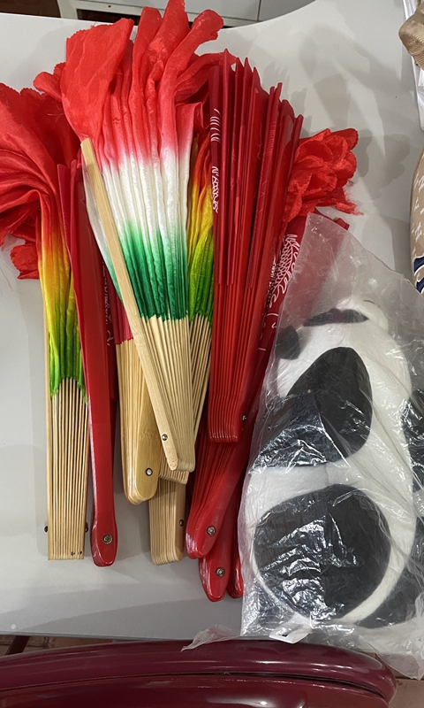 Traditional Chinese fans and panda doll diaplay at the Confucius Institute of the University of Brasilia Photo: Wang Qi/GT