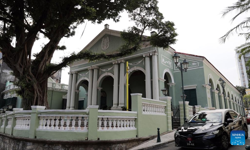 This photo taken on Nov. 18, 2024 shows the Dom Pedro V Theatre in south China's Macao. The Historic Center of Macao, with its historic street and various historical buildings, has been accepted on the World Heritage List by the United Nations Educational, Scientific and Cultural Organization (UNESCO) in 2005. (Photo: Xinhua)