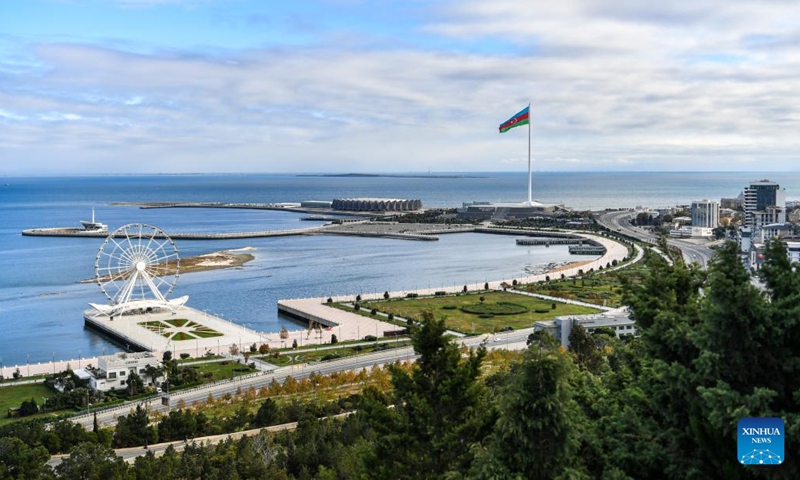 This photo taken on Nov. 14, 2024 shows a view of a coastal area on the Caspian sea in Baku, capital of Azerbaijan. (Photo: Xinhua)