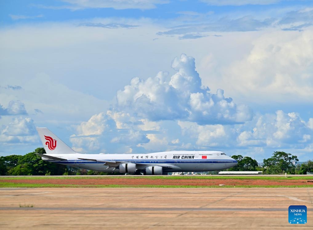 Chinese President Xi Jinping's plane arrives in Brasilia, Brazil, Nov. 19, 2024. Xi arrived in Brasilia on Tuesday for a state visit to Brazil. (Photo: Xinhua)