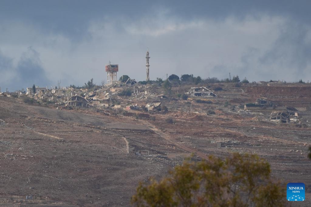 Photo taken on Nov. 19, 2024 shows destroyed houses at a village in southern Lebanon, as seen from northern Israeli border. (Photo: Xinhua)