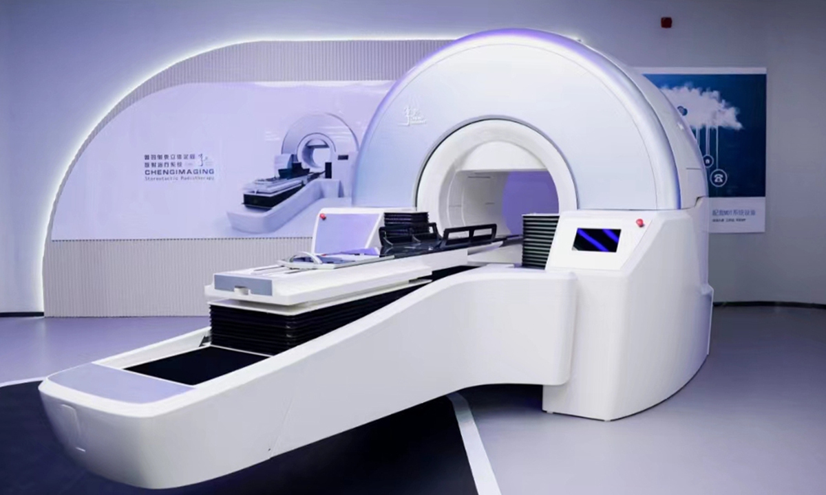 A view of the  domestically produced new type of gamma beam stereotactic radiation therapy system manufactured by the China Isotope & Radiation Corporation  Photo: Courtesy of CNNC