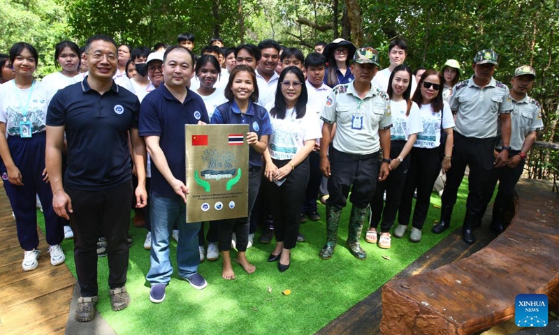 Chinese and Thai representatives unveil the China-Thailand Mangrove Collaborative Protection Demonstration Area at the Ao Phang-Nga National Park in Phang Nga province, Thailand, Nov. 20, 2024. (Photo: Xinhua)