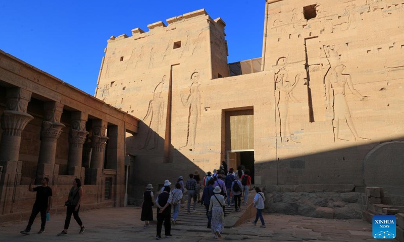 Tourists visit the Philae temple complex in Aswan, Egypt, Nov. 22, 2024. (Photo: Xinhua)