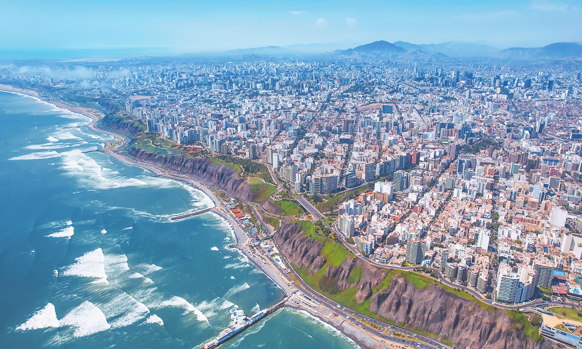 An aerial view of coastline in Lima, Peru Photo: VCG