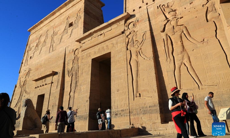 Tourists visit the Philae temple complex in Aswan, Egypt, Nov. 22, 2024. (Photo: Xinhua)