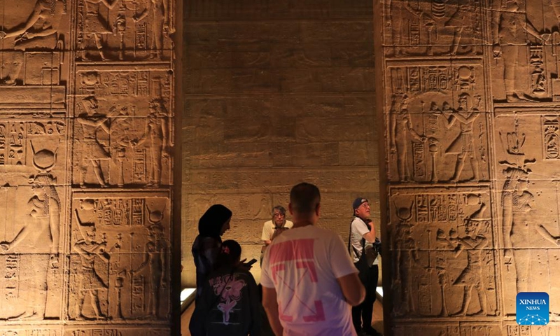 Tourists visit the Philae temple complex in Aswan, Egypt, Nov. 22, 2024. (Photo: Xinhua)