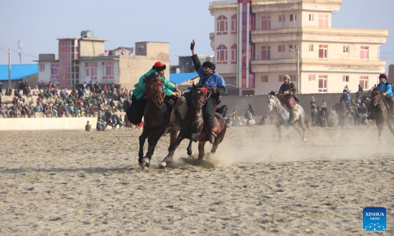 Afghan horse riders compete in a Buzkashi game in Balkh province, Afghanistan, Nov. 22, 2024. (Photo: Xinhua)