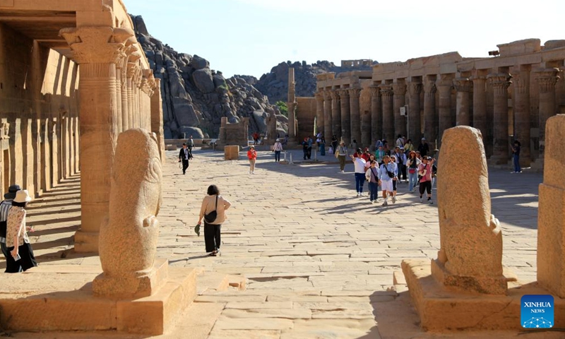 Tourists visit the Philae temple complex in Aswan, Egypt, Nov. 22, 2024. (Photo: Xinhua)