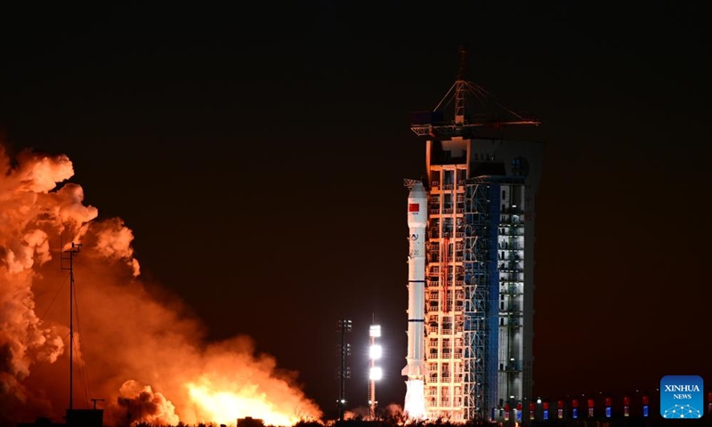 A Long March-2C carrier rocket carrying two satellites blasts off from the Jiuquan Satellite Launch Center in northwest China, Nov. 25, 2024. The rocket blasted off at 7:39 a.m. (Beijing Time) and sent the pair of satellites, Siwei Gaojing-2 03 and Siwei Gaojing-2 04, into the preset orbit. (Photo by Wang Jiangbo/Xinhua)