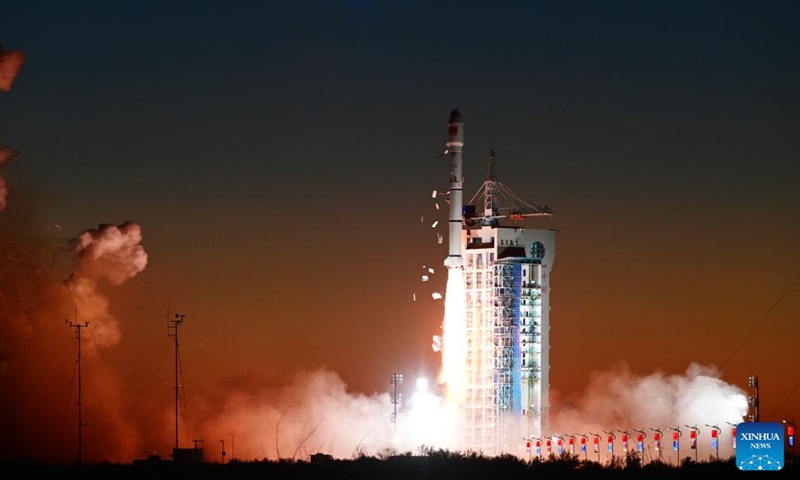 A Long March-2C carrier rocket carrying two satellites blasts off from the Jiuquan Satellite Launch Center in northwest China, Nov. 25, 2024. The rocket blasted off at 7:39 a.m. (Beijing Time) and sent the pair of satellites, Siwei Gaojing-2 03 and Siwei Gaojing-2 04, into the preset orbit. (Photo by Wang Jiangbo/Xinhua)