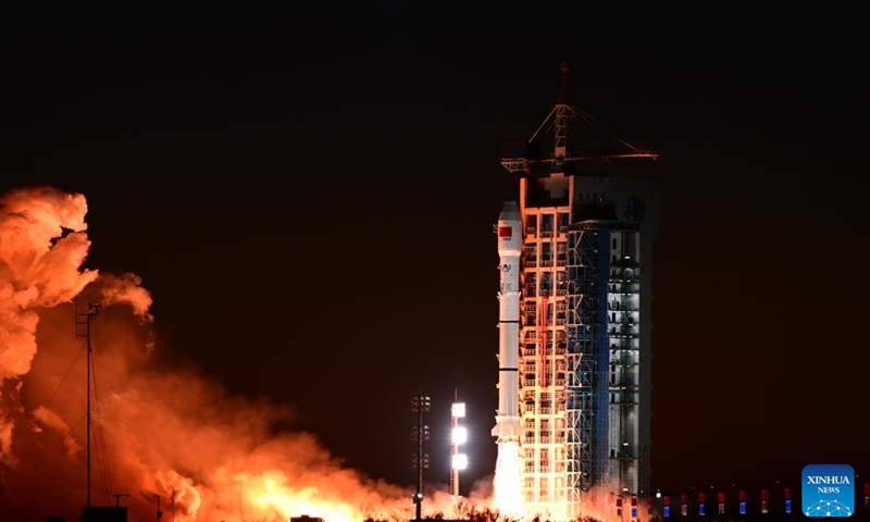 A Long March-2C carrier rocket carrying two satellites blasts off from the Jiuquan Satellite Launch Center in northwest China, Nov. 25, 2024. The rocket blasted off at 7:39 a.m. (Beijing Time) and sent the pair of satellites, Siwei Gaojing-2 03 and Siwei Gaojing-2 04, into the preset orbit. (Photo by Wang Jiangbo/Xinhua)