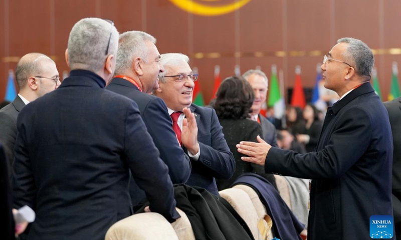 Guests communicate at the opening ceremony of the second China International Supply Chain Expo (CISCE) in Beijing, capital of China, Nov. 26, 2024.

Themed Connecting the World for a Shared Future, the expo, hosted by the China Council for the Promotion of International Trade, kicked off in Beijing on Tuesday. (Photo: Xinhua)