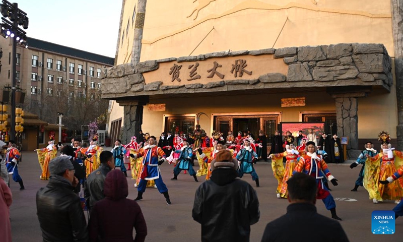 A performance is staged at an immersive performing arts town in Xixia District of Yinchuan, northwest China's Ningxia Hui Autonomous Region, Nov. 25, 2024. (Photo: Xinhua)