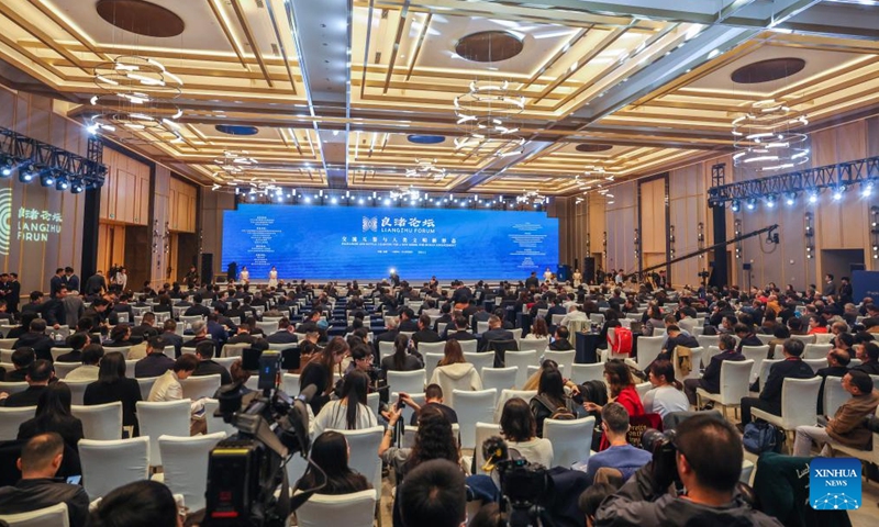 This photo taken on Nov. 25, 2024 shows the opening ceremony of the Second Liangzhu Forum in Hangzhou, east China's Zhejiang Province. (Photo: Xinhua)