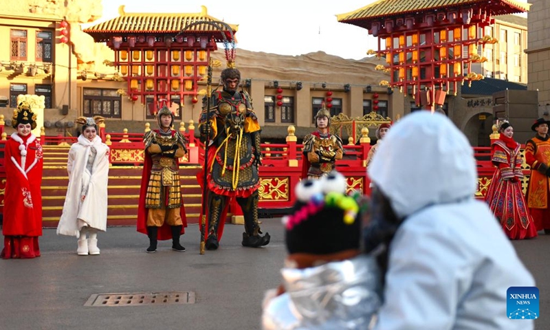 A performance is staged at an immersive performing arts town in Xixia District of Yinchuan, northwest China's Ningxia Hui Autonomous Region, Nov. 25, 2024. (Photo: Xinhua)