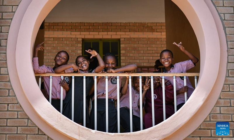 Students take a break between classes at China-aided Mmopane Primary School in Mmopane, Kweneng District, Botswana, Nov. 4, 2024. (Photo: Xinhua)