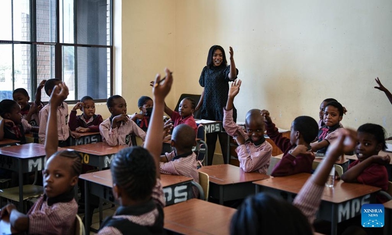 Students attend a class at China-aided Mmopane Primary School in Mmopane, Kweneng District, Botswana, Nov. 4, 2024.  (Photo: Xinhua)