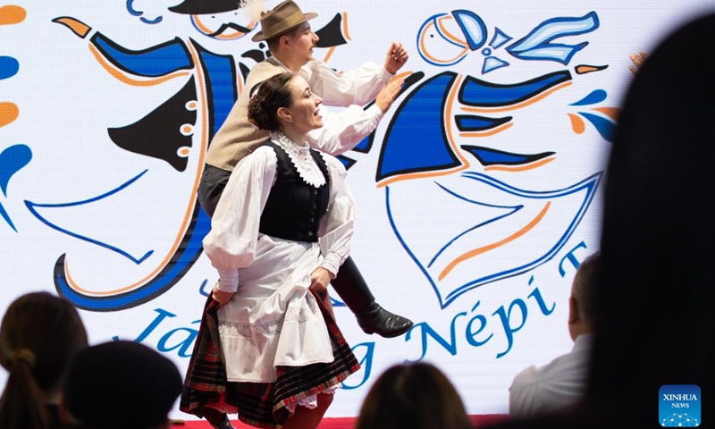 Artists perform at the Hungary Pavilion of the second China International Supply Chain Expo in Beijing, China, Nov. 28, 2024. This year's expo has Hungary as its guest country of honor. The Hungary Pavilion showcases Hungary's leading industries, unique resources, cultural heritage, beautiful landscapes and national brand image. (Xinhua/Chen Zhonghao)