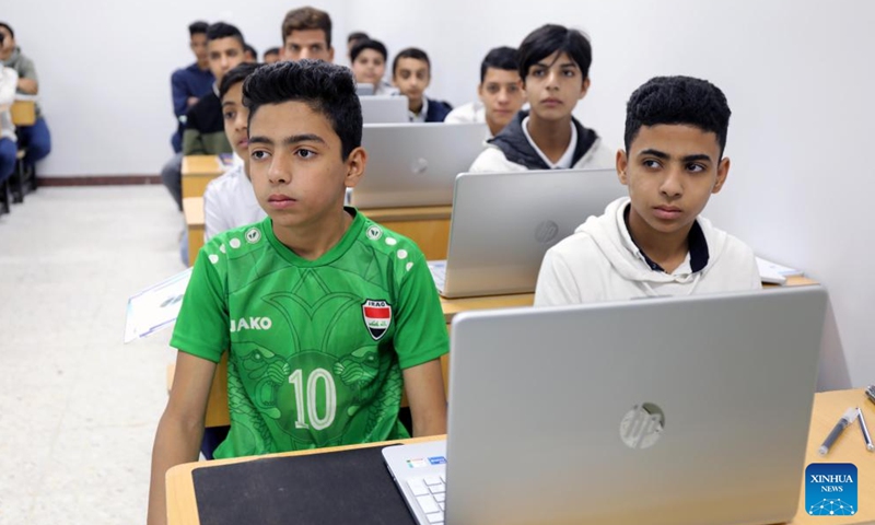 Students attend a class in the al-Musahama Model School in Baghdad, Iraq, Nov. 17, 2024.  (Photo: Xinhua)