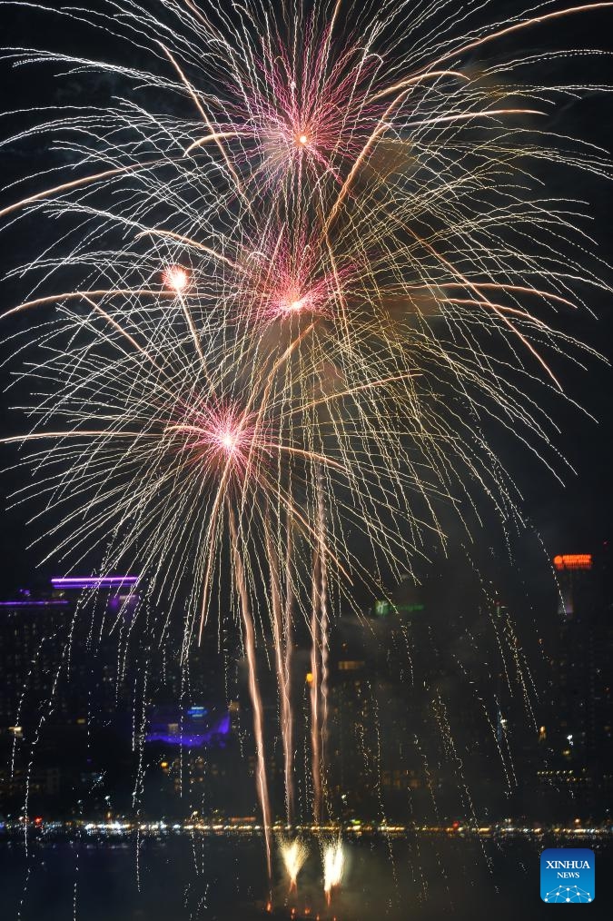 Fireworks explode in the sky during the Pattaya Fireworks Festival 2024 in Pattaya, Thailand, Nov. 29, 2024. (Photo: Xinhua)