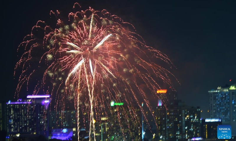 Fireworks explode in the sky during the Pattaya Fireworks Festival 2024 in Pattaya, Thailand, Nov. 29, 2024. The two-day festival kicked off on Friday in Pattaya beach area. (Photo: Xinhua)