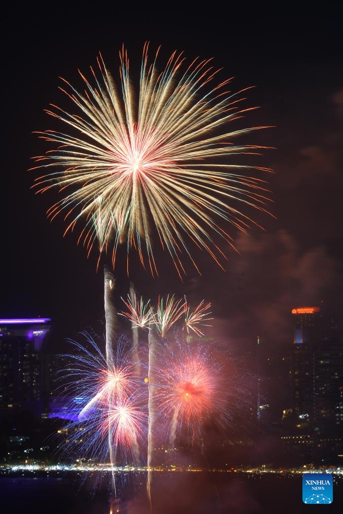 Fireworks explode in the sky during the Pattaya Fireworks Festival 2024 in Pattaya, Thailand, Nov. 29, 2024. (Photo: Xinhua)