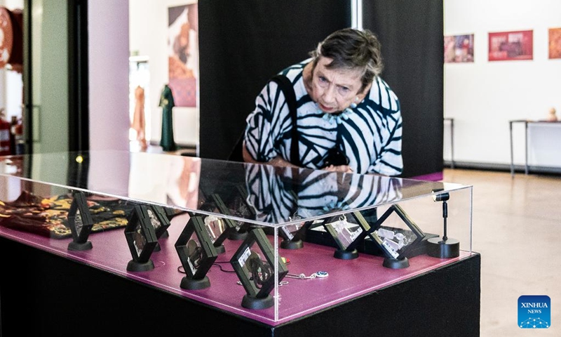 A visitor views the exhibits during the Belt and Road International Handicraft Art Exhibition at University of Johannesburg Art Gallery in Johannesburg, South Africa, Nov. 29, 2024. The first stop of the Belt and Road International Handicraft Art Exhibition, themed Dialogue with World Cultures, opened here on Friday. Photo: Xinhua