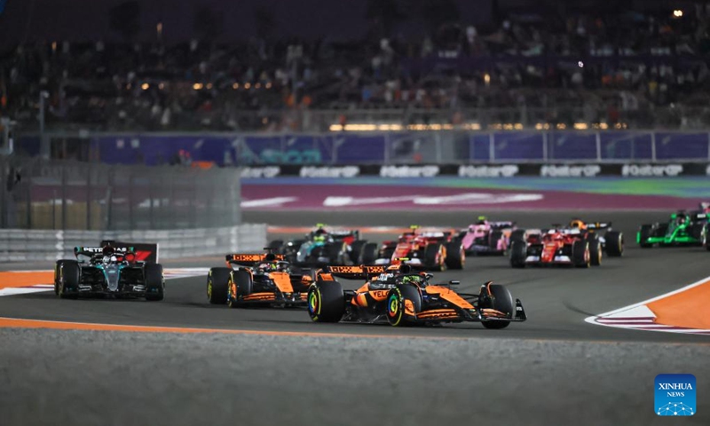 Drivers compete during the Sprint Race of the Qatar Grand Prix at Lusail International Circuit in Lusail, Qatar, on Nov. 30, 2024. Photo: Xinhua