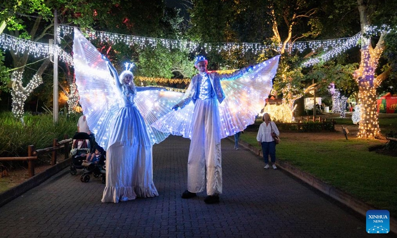 Performers wearing light-decorated costumes are seen during the Festival of Lights in Johannesburg, South Africa, Nov. 30, 2024. The annual event is held from Nov. 28, 2024 to Jan. 5, 2025. Photo: Xinhua