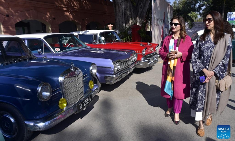 People visit a vintage and classic car show in Peshawar, Pakistan on Nov. 30, 2024. Photo: Xinhua