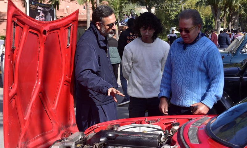 People visit a vintage and classic car show in Peshawar, Pakistan on Nov. 30, 2024. Photo: Xinhua