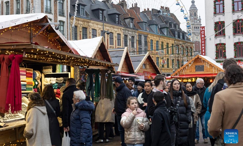 People visit the Christmas market in Lille, north France, Nov. 30, 2024. Photo: Xinhua