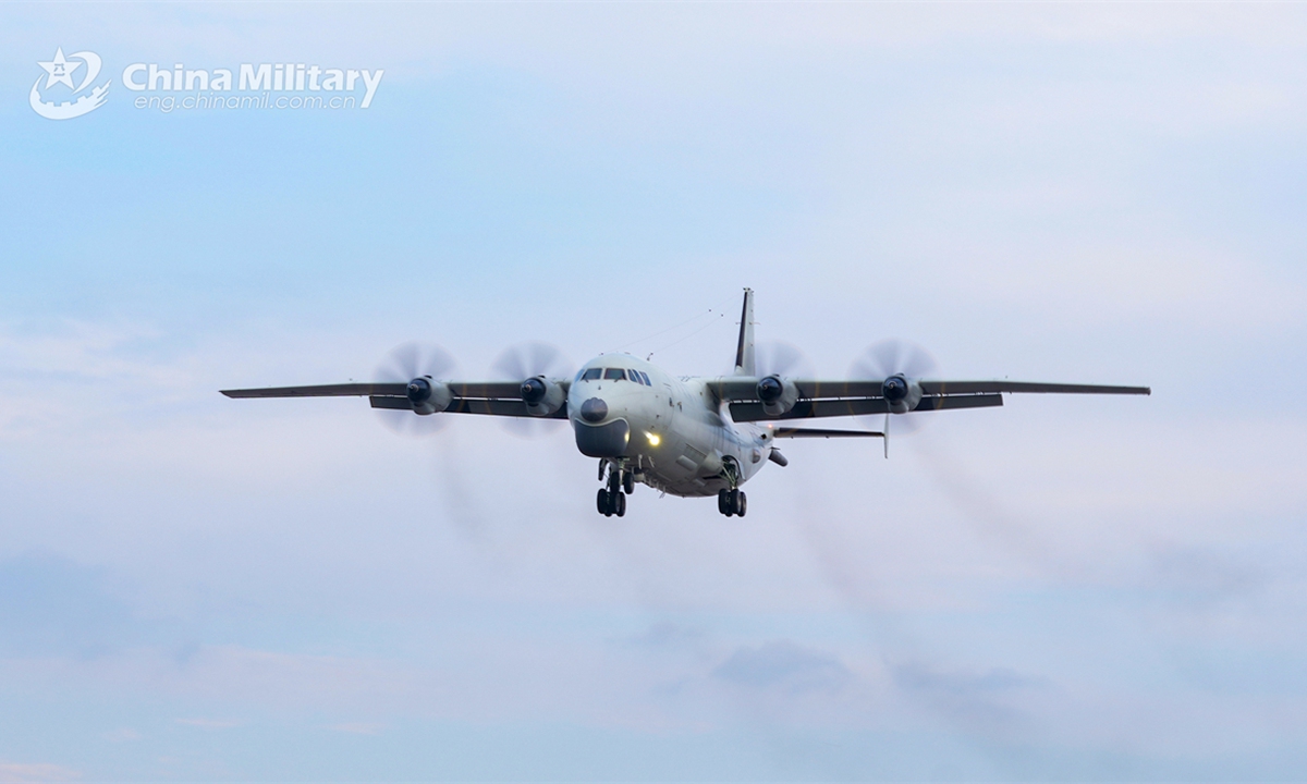 A Y-9 anti-submarine patrol aircraft attached to a naval aviation division under the Chinese PLA Eastern Theater Command takes off for flight training on November 4, 2024. (eng.chinamil.com.cn/Photo by Yu Mingzhe)