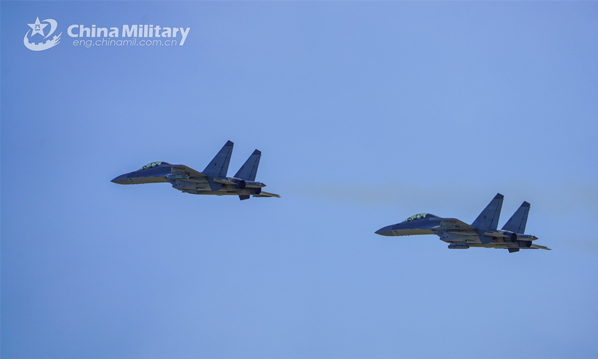 J-16 multi-role fighter jets attached to an aviation brigade with the air force under the Chinese PLA Southern Theater Command soar in the sky during a flight training exercise on October 23, 2024. (eng.chinamil.com.cn/Photo by Zhao Yutong)