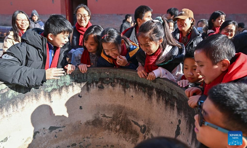 Students from the Beijing School for the Blind, together with their family members and volunteers, visit the Palace Museum in Beijing, capital of China, Dec. 1, 2024. Sensory Experience Gallery, co-founded by Palace Museum and China Disabled Persons' Federation, was inaugurated here on Sunday, featuring creative cultural works, cultural experiences, and study tours. It integrates multi-sensory experiences to make culture more accessible for people with disabilities. Photo: Xinhua