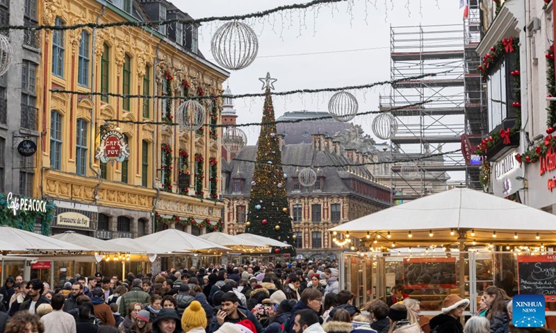 People visit the Christmas market in Lille, north France, Nov. 30, 2024. Photo: Xinhua