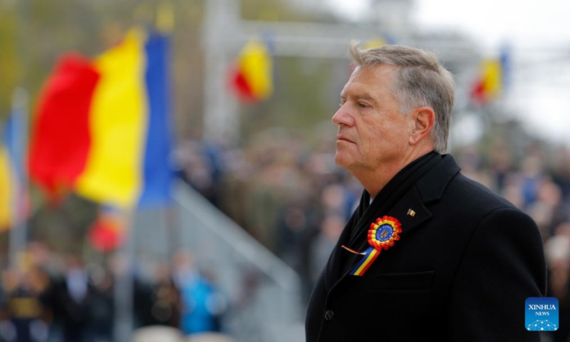 Romanian President Klaus Iohannis attends Romania's National Day celebration in Bucharest, Romania, on Dec. 1, 2024. Photo: Xinhua