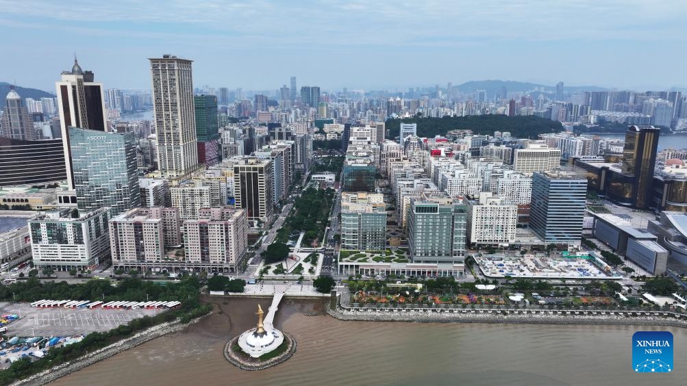 An aerial drone photo shows a view in south China's Macao, Nov. 23, 2024. This year marks the 25th anniversary of Macao's return to the motherland. After 25 years of development, Macao has become a world renowned tourism destination, where Eastern and Western cultures have co-existed for over 400 years. (Photo: Xinhua)