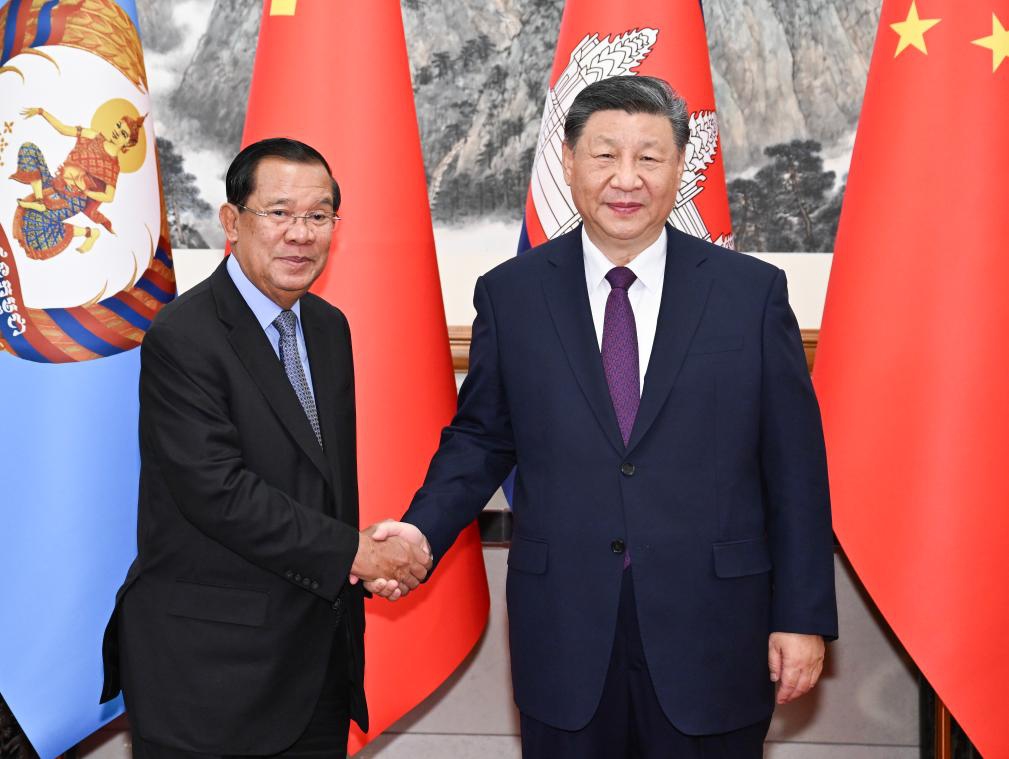 Xi Jinping, general secretary of the Communist Party of China Central Committee and Chinese president, holds talks with Cambodian People's Party President and Senate President Samdech Techo Hun Sen at the Diaoyutai State Guesthouse in Beijing, capital of China, Dec. 3, 2024. (Photo: Xinhua)