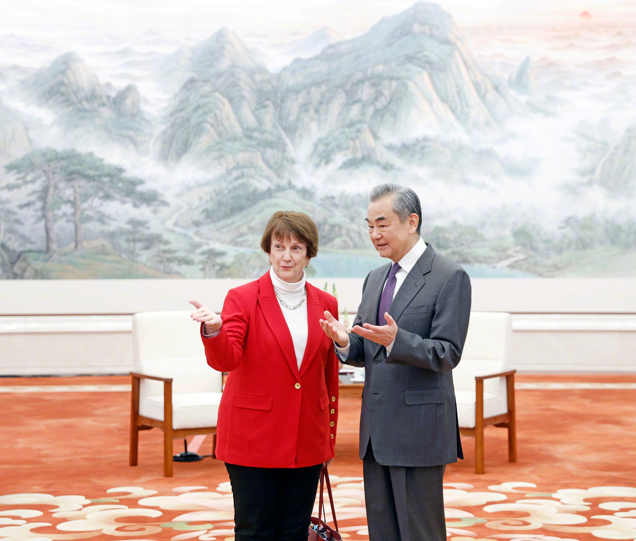 Chinese Foreign Minister Wang Yi, also a member of the Political Bureau of the CPC Central Committee, met in Beijing with a US delegation headed by Susan M. Elliott, President and CEO of the National Committee on American Foreign Policy (NCAFP), on December 3, 2024. Photo: MFA