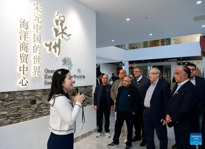 Ambassadors and diplomats from Arab States to China visit Quanzhou Maritime Museum in Quanzhou, southeast China's Fujian Province, Dec. 1, 2024. Recently 19 ambassadors and diplomats from Arab States to China paid a visit to Fujian. Located at the eastern end of the maritime Silk Road, Fujian has given play to its unique strengths in the joint implementation of the Belt and Road Initiative (BRI) and achieved fruitful results in building the core region of the 21st Century Maritime Silk Road. Photo: Xinhua