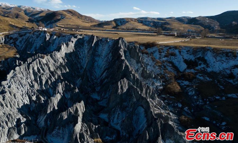 Aerial view of a rock forest in Moshi Park, Ganzi Tibetan Autonomous Prefecture, southwest China's Sichuan Province, Dec. 3, 2024. Photo: China News Service


