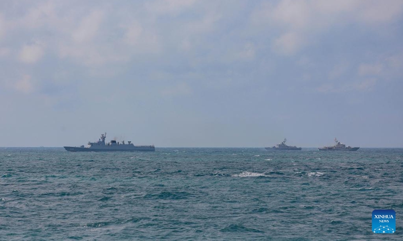 Vessels from the Chinese and Vietnamese navies are pictured during a two-day joint patrol in the Beibu Gulf, Dec. 4, 2024. Two fleets from the Chinese and Vietnamese navies on Wednesday concluded a two-day joint patrol in the Beibu Gulf. Photo: Xinhua